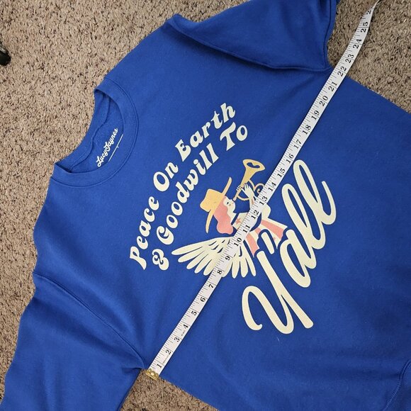 Lucy Jaynes Goodwill To Y'all Sweatshirt Christmas Blue Crew Neck Pullover M - Picture 8 of 9